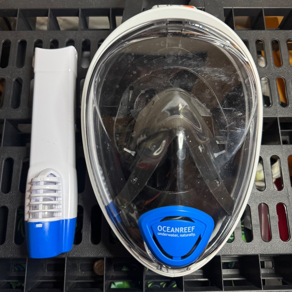 Ocean Reef Uno Full Face Snorkel Mask White Blue Size S/M Made in Italy